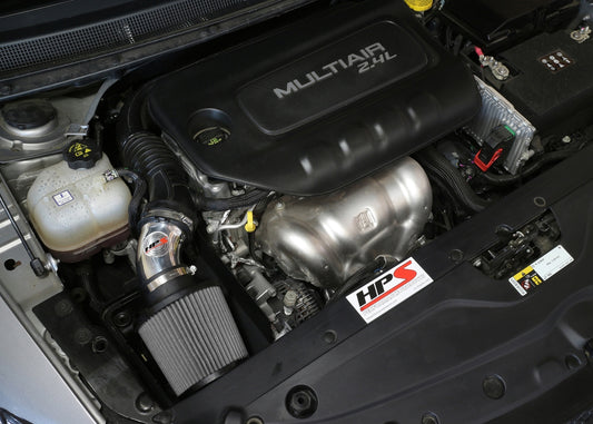HPS Performance Air Intake Kit with Heat Shield, Polished, 15-17 Chrysler 200 2.4L without MAF sensor