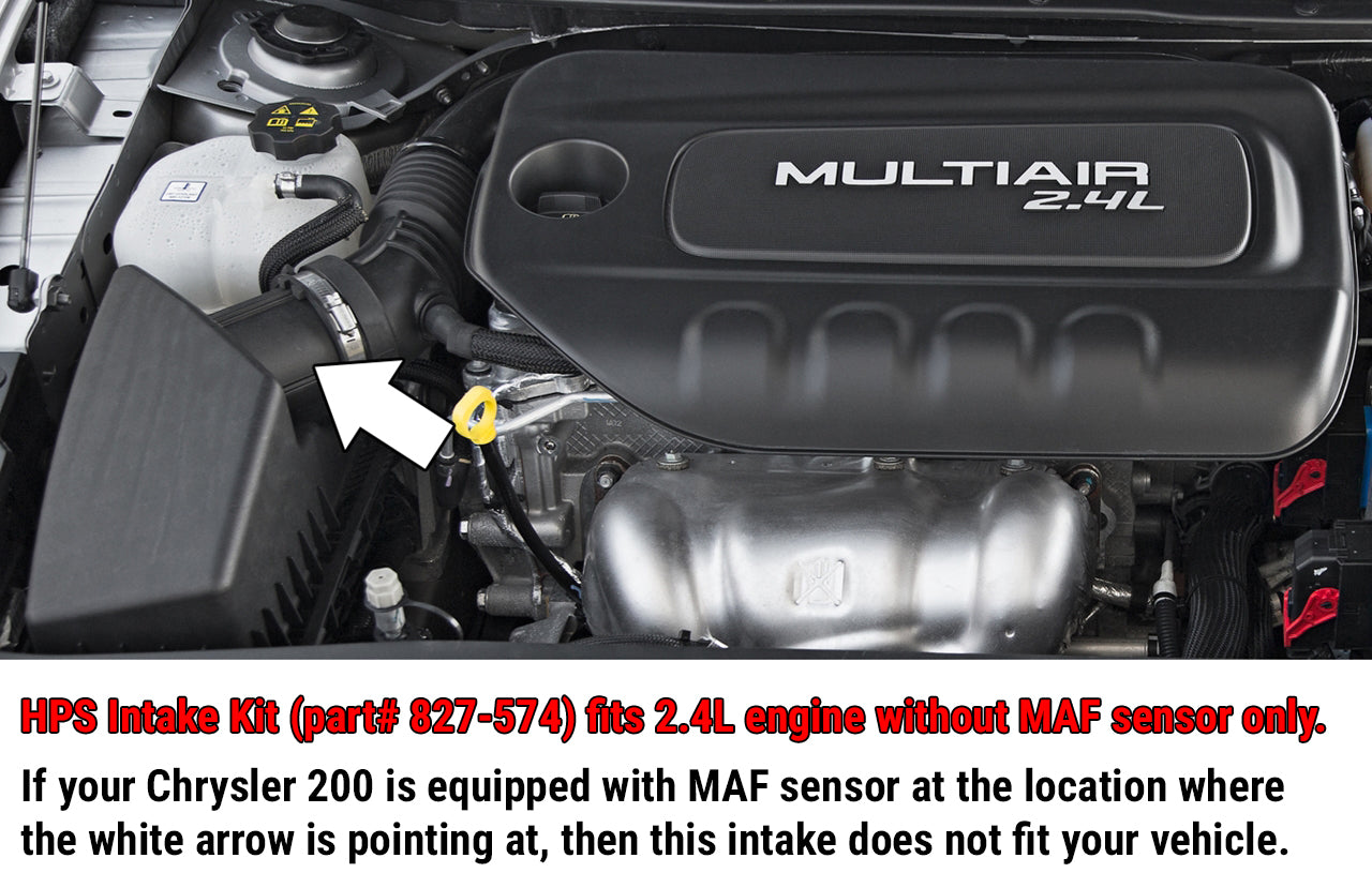HPS Performance Air Intake Kit with Heat Shield, Polished, 15-17 Chrysler 200 2.4L without MAF sensor