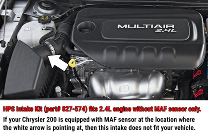 HPS Performance Air Intake Kit with Heat Shield, Red, 15-17 Chrysler 200 2.4L without MAF sensor