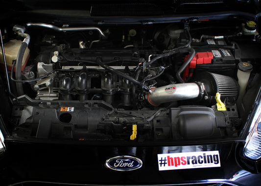 HPS Performance Air Intake Kit with Heat Shield, Polished, 2014-2015 Ford Fiesta 1.6L Non Turbo