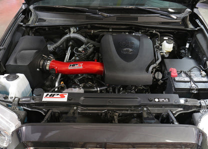 HPS Performance Air Intake Kit with Heat Shield, Red, 2016-2023 Toyota Tacoma 3.5L V6