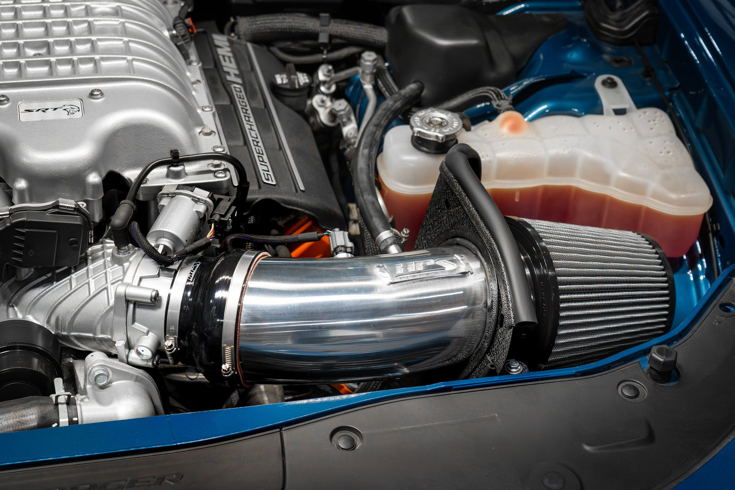 HPS Performance Air Intake Kit with Heat Shield, Red, 2019-2023 Dodge Charger SRT Hellcat 6.2L V8 Supercharged