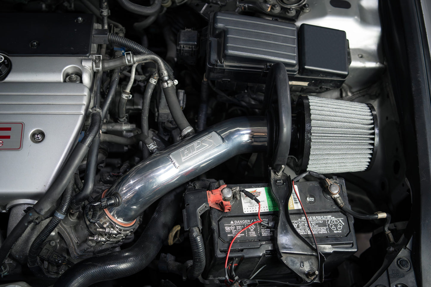 HPS Performance Air Intake Kit with Heat Shield, Polished, 04-08 Acura TSX/ 03-06 Honda Accord 2.4L without MAF Sensor
