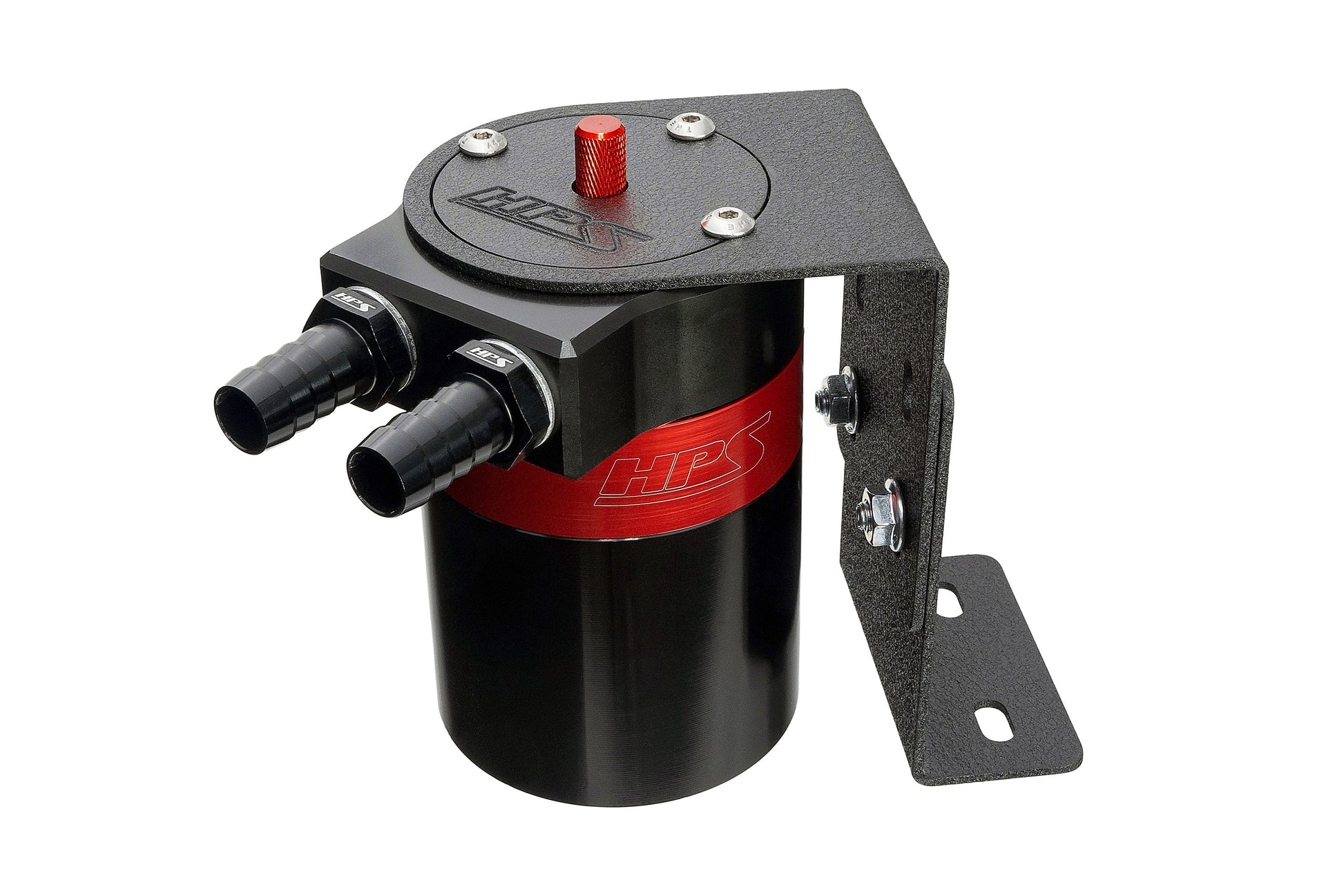 HPS Performance Aluminum Oil Catch Can Kit with 3/8 inch Barb Adapters and Rubber Hoses 861-501