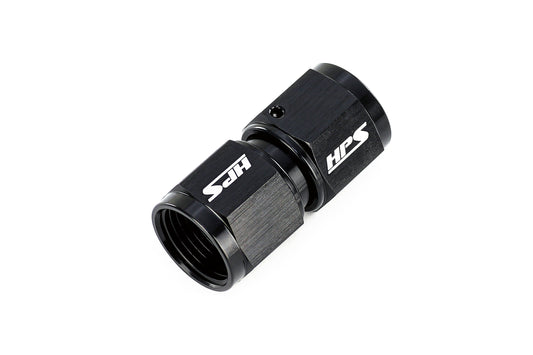 HPS Performance Straight AN -6 Female to Female Swivel Coupling Adapter, Aluminum, Black