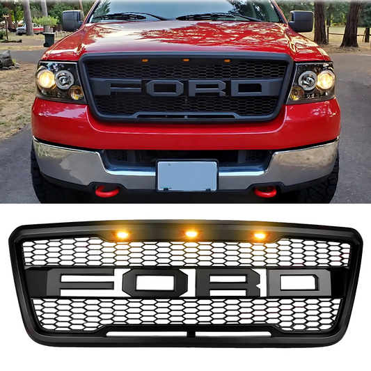 FOR 2004-2008 FORD F-150 RAPTOR STYLE Upper Grille Hood Mesh Black w/ Letters