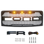 FOR 2009-2014 FORD F-150 RAPTOR STYLE Front Grille w/ Amber LED Lights & Letters