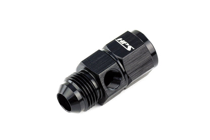 HPS Performance -3 AN Male to Female Fuel Pressure Gauge Adapter with 1/8" NPT Female Port, Aluminum, Black
