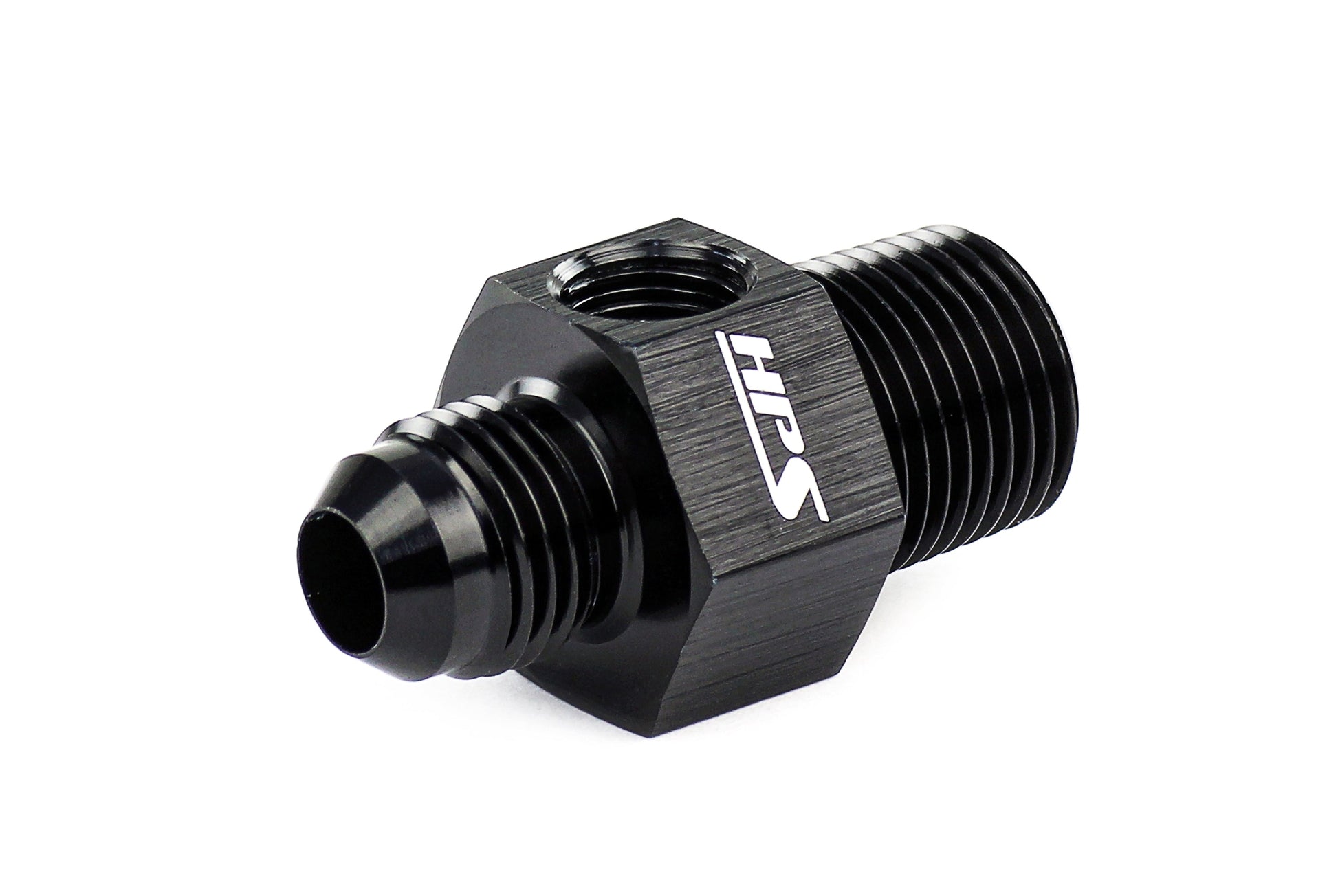 HPS Performance AN -6 Male to 1/8 inch NPT Male Adapter with 1/8 inch NPT Female Port Aluminum Black