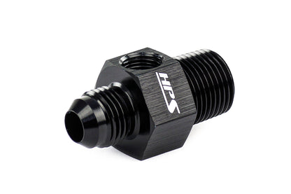HPS Performance AN -6 Male to 1/8 inch NPT Male Adapter with 1/8 inch NPT Female Port Aluminum Black