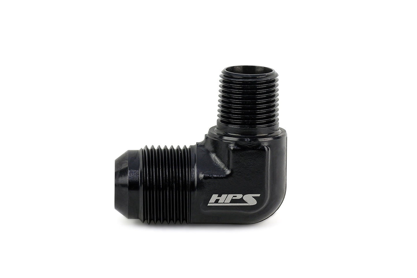 HPS Performance 90 Degree AN Flare -4 to 1/4 inch NPT Adapter Aluminum Black