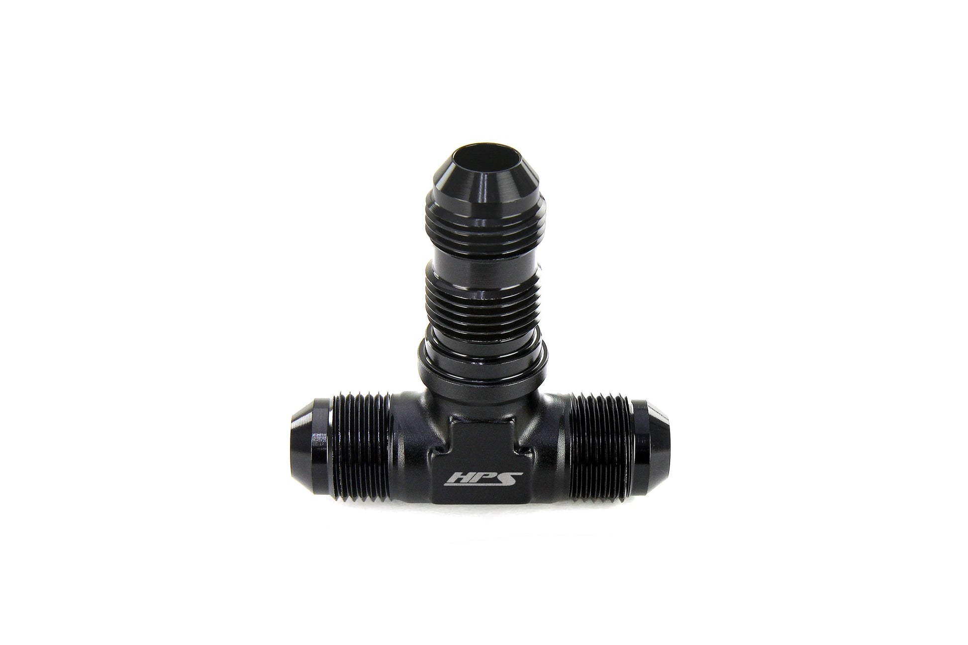 HPS Performance Tee -3 AN Male to Male Bulkhead Adapter Aluminum Black