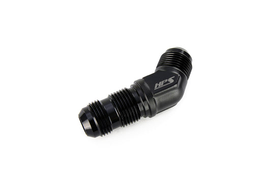 HPS Performance 45 Degree -3 AN Male to Male Bulkhead Adapter Aluminum Black