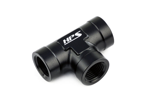 HPS Performance 3/8'' NPT Female Tee Coupler Adapter, Aluminum, Black