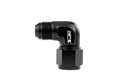 HPS Performance 90 Degree AN -6 Male to Female Swivel Adapter, Aluminum, Black