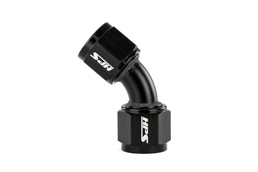 HPS Performance 45 Degree AN -4 Female to Female Swivel Coupling Adapter Aluminum Black