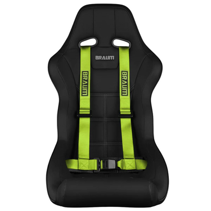 BRAUM Racing Harness (4 Point / 2” Strap) Black / Red / Pink / White / Lime Green