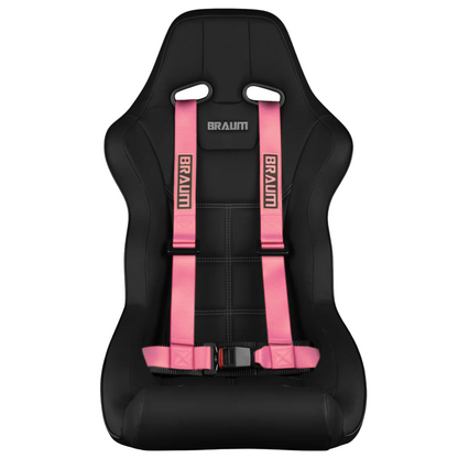 BRAUM Racing Harness (4 Point / 2” Strap) Black / Red / Pink / White / Lime Green