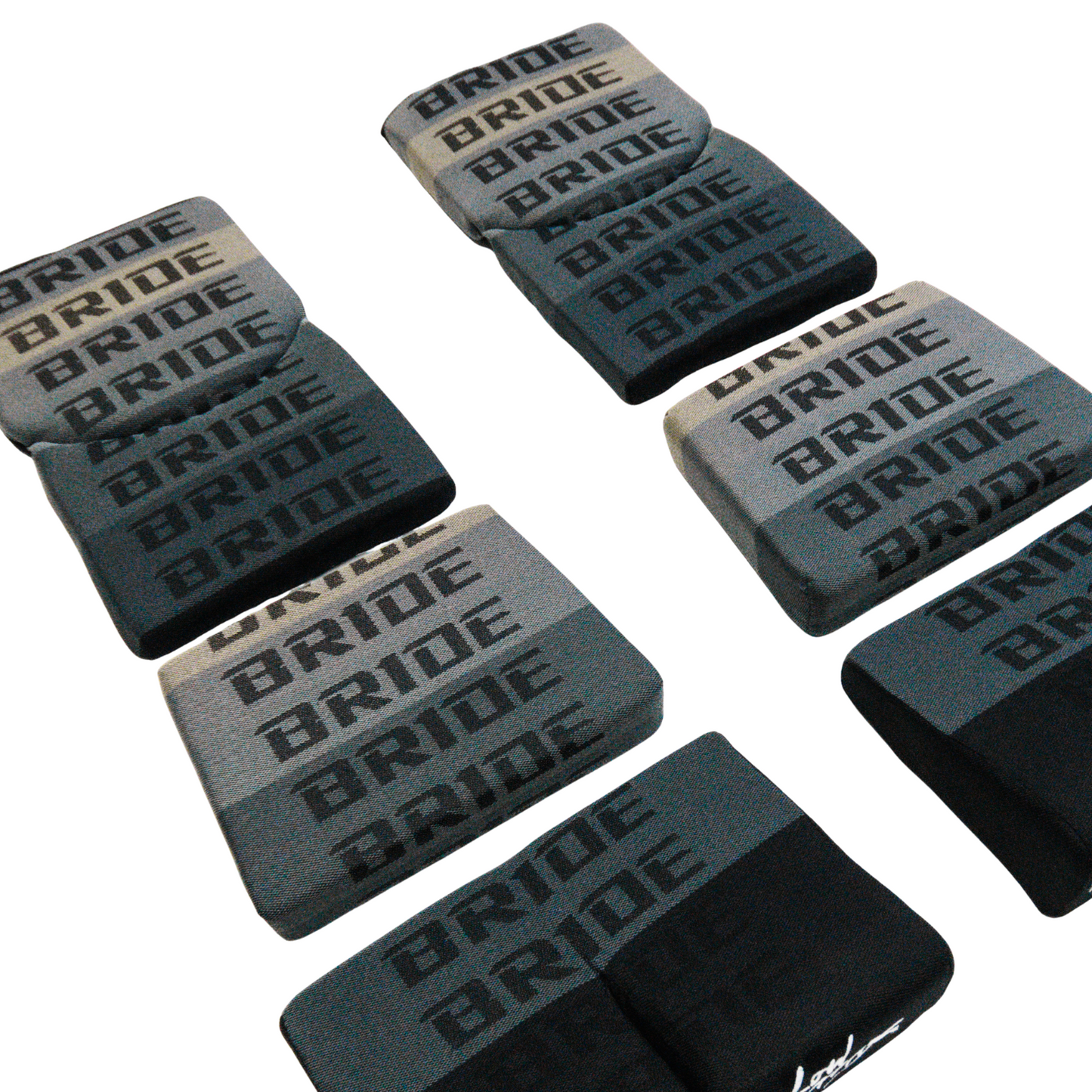 BRIDE Replacement Recliner Sea Cushion Pads – Gray LOW MAX Gradation Logo (3-Piece Set)