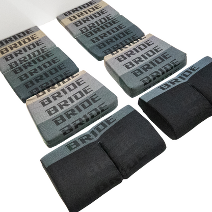 BRIDE Replacement Non-Recliner Fixed Back Seat Cushion Pads – Gray Gradation Logo (3-Piece Set)