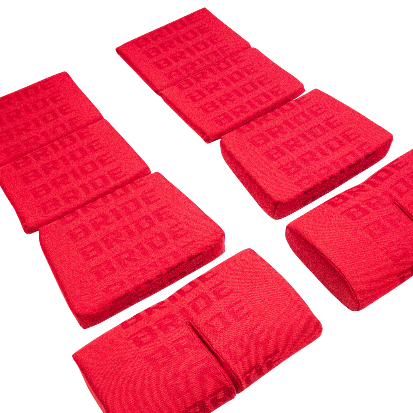 BRIDE Replacement Non-Recliner Fixed Back Seat Cushion Pads – Red Gradation Logo (3-Piece Set)
