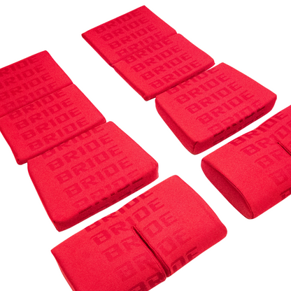 BRIDE Replacement Non-Recliner Fixed Back Seat Cushion Pads – Red Gradation Logo (3-Piece Set)