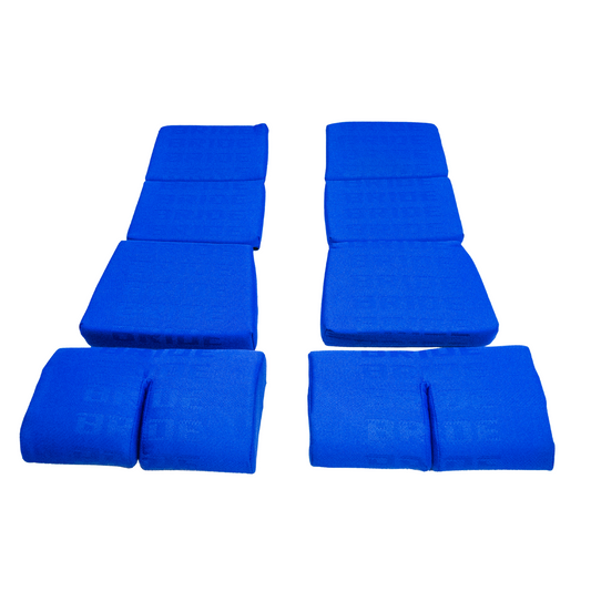 BRIDE Replacement Non-Recliner Fixed Back Seat Cushion Pads – Blue Gradation Logo (3-Piece Set)