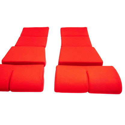 BRIDE Replacement Non-Recliner Fixed Back Seat Cushion Pads – Red (3-Piece Set)