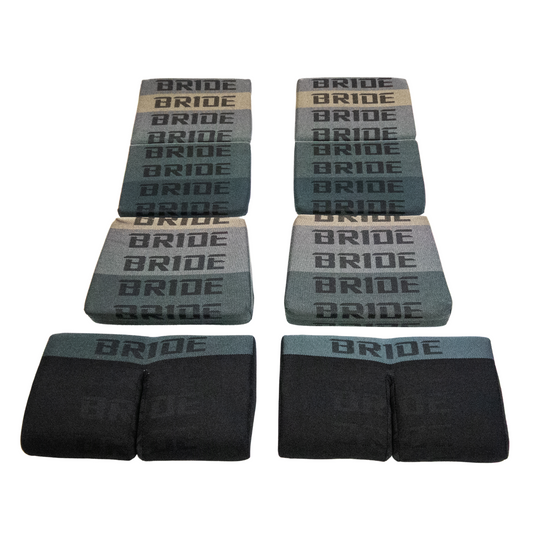 BRIDE Replacement Non-Recliner Fixed Back Seat Cushion Pads – Gray Gradation Logo (3-Piece Set)