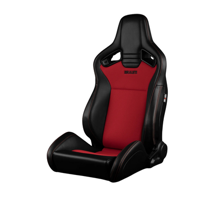 BRAUM Elite V2 Sport Seats (Reclinable - Black Leatherette and Red Cloth) BRR1-BKRF2