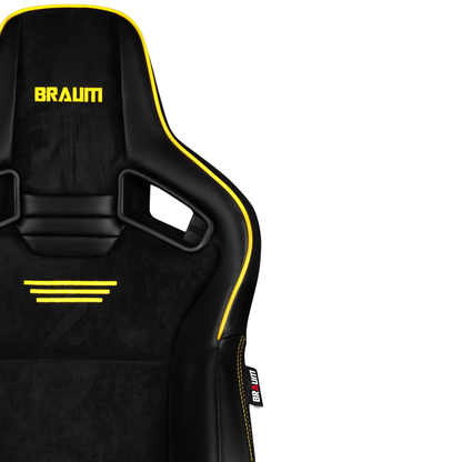 BRAUM Elite V2 Sport Seats (Reclinable - Black Suede) Yellow or Red Stitching