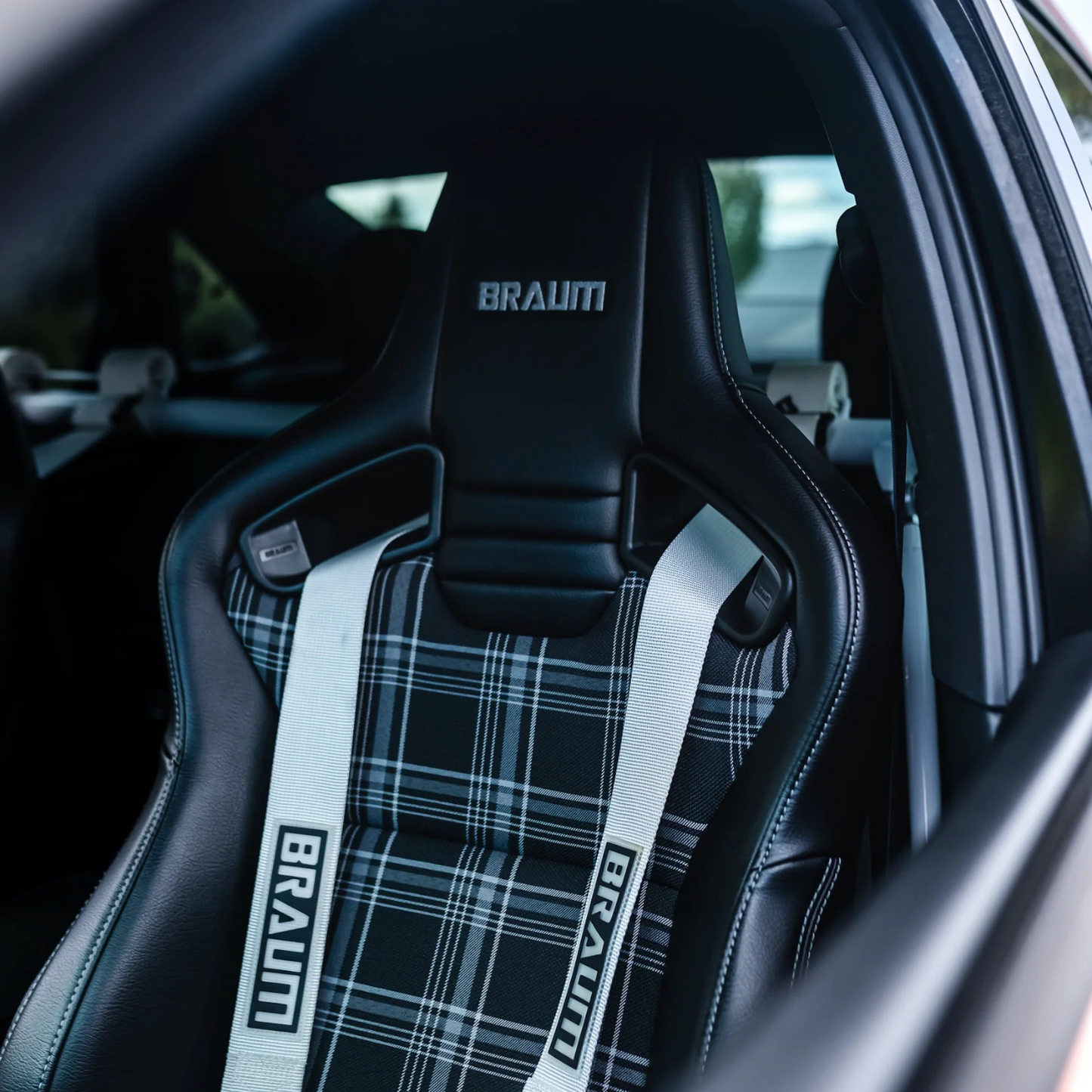 BRAUM Elite V2 Sport Seats (Reclinable - Black and Grey Plaid Inserts) Low Base Version