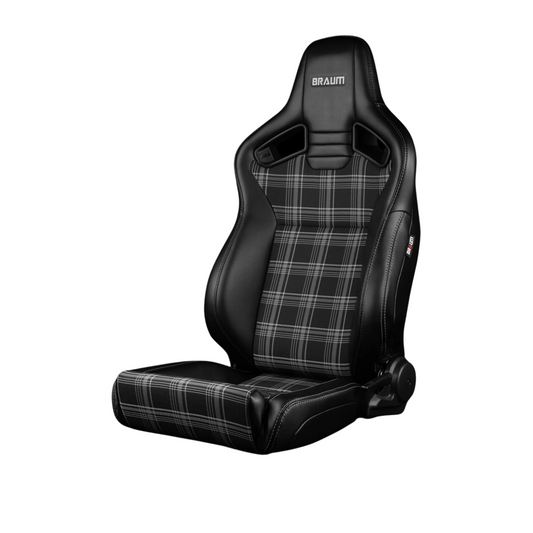 BRAUM Elite V2 Sport Seats (Reclinable - Black and Grey Plaid Inserts) Low Base Version