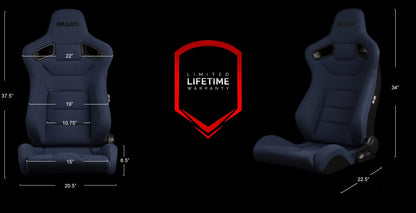 BRAUM Elite Sport Seats (Reclining - Navy Blue Jacquard Cloth) BRR1-UFBS