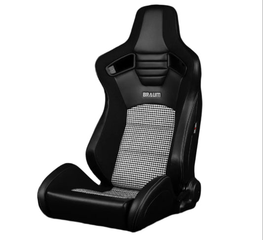 BRAUM Elite Sport Seats (Reclining - Black/Red Stitch Leatherette) BRR1-BKRS