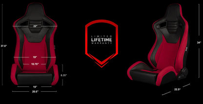 BRAUM Elite S Racing Seats (Reclinable - Black Leatherette) Black Cloth / Blue Cloth / Red Cloth / Red Plaid / Gray Plaid