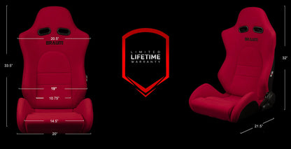 BRAUM ADVAN Sport Seats (Reclinable) Red Jacquard / Black Stitching or Black Jacquard / Black Alcantara