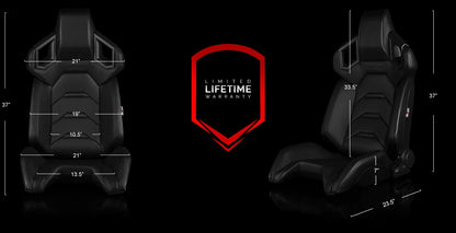 BRAUM Alpha-X Seats (Reclining w/ Carbon Fiber Look Back) White / Red / Black
