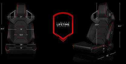 BRAUM Alpha-X Seats (Reclining w/ Carbon Fiber Look Back) White / Red / Black