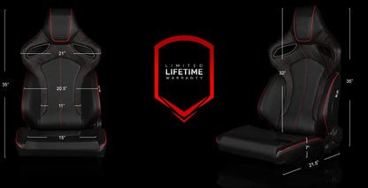 BRAUM Orue Seats (Reclining Black w/ Diamond / Leatherette) White or Red Stitching