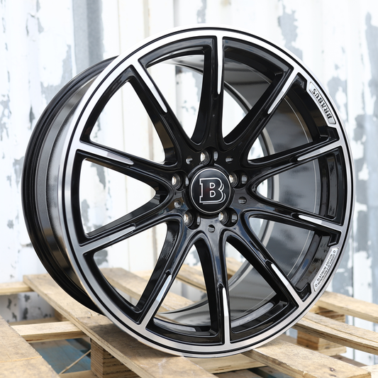 20x8.5"/20x9.5" Black Machine Mercedes BRABUS Style Wheels (5x112) Fits C-Class E-Class S-Class GLC GLE