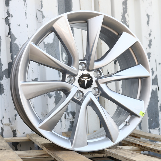19x8.5" Silver Stiletto Style Wheels (5x114.3) Fits Tesla Model 3 & Model Y AWD/RWD, Long Range & Performance