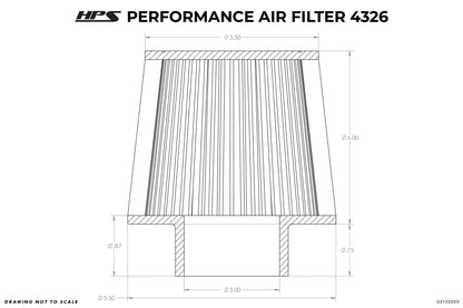 HPS Performance 3" Air Filter, 6.75" Length, 5.5" Base, 3.5" Top, HPS-4326