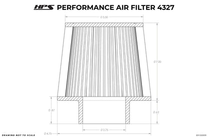 HPS Performance 2.75" Air Filter, 7-5/8" Length, 4.75" Base, 3.5" Top, HPS-4327