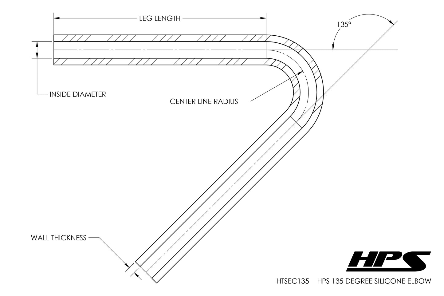 HPS 1-1/4" (32mm) Silicone 135 Degree Elbow Coupler Hose, High Temp 4-ply Reinforced, Black