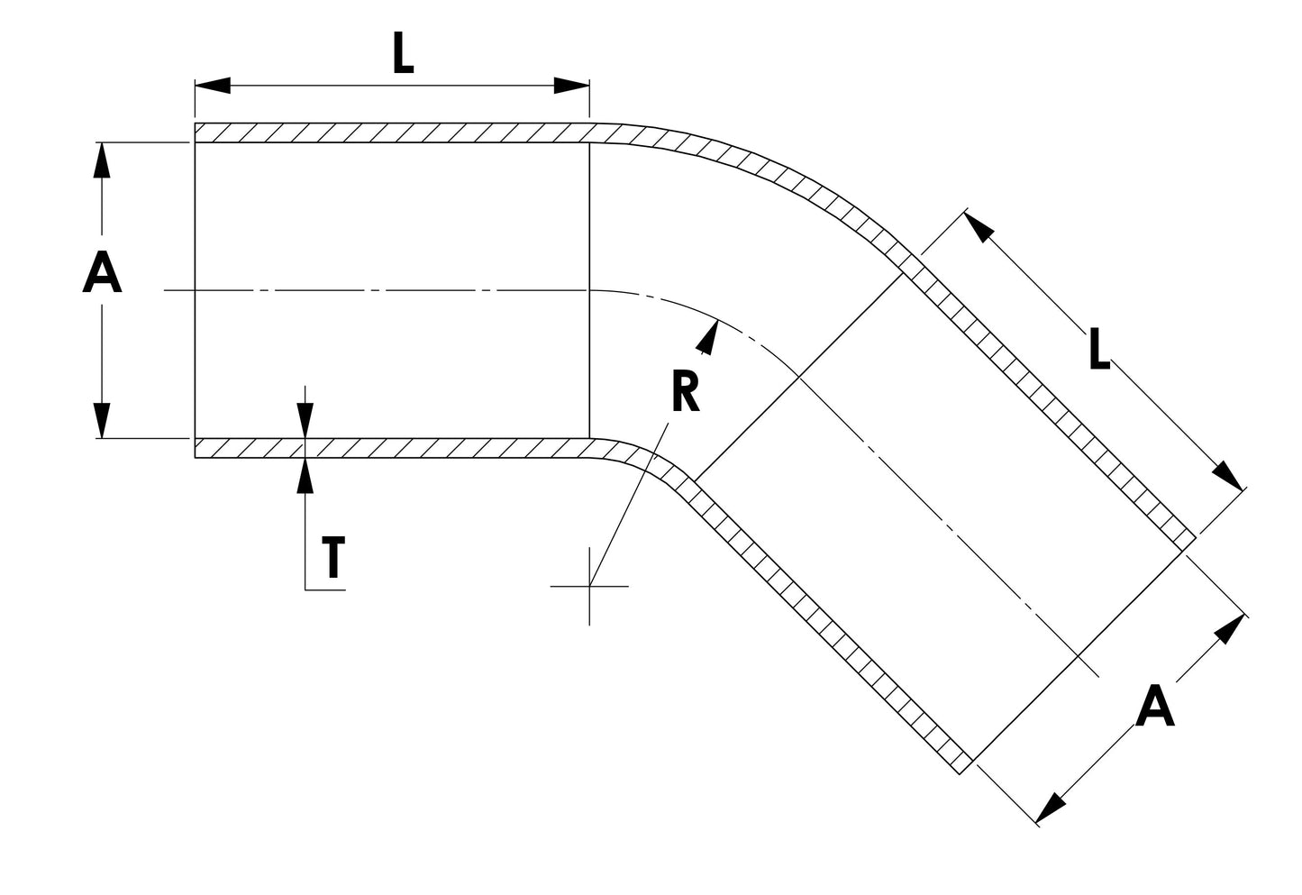 HPS 1" - 1.5" ID High Temp 4-ply Reinforced Silicone 45 Degree Elbow Reducer Hose Black (25mm - 38mm ID)