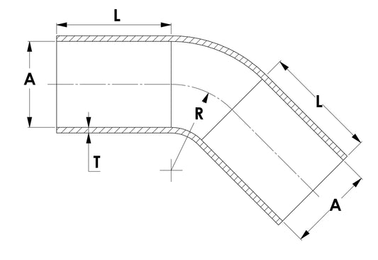 HPS 1" - 1.25" ID High Temp 4-ply Reinforced Silicone 45 Degree Elbow Reducer Hose Black (25mm - 32mm ID)