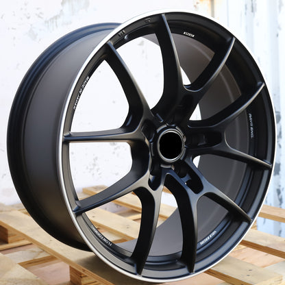 RA-2 | Matte Black Machined Lip + Milling Letters wheels