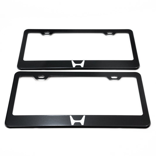 HONDA Stainless Steel Black License Plate Frame