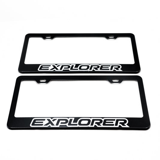 FORD EXPLORER Stainless Steel Black License Plate Frame